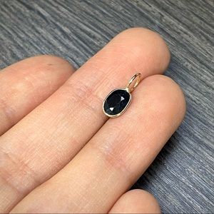 Dark Blue Sapphire Pendant Charm in solid 14k Yellow Gold